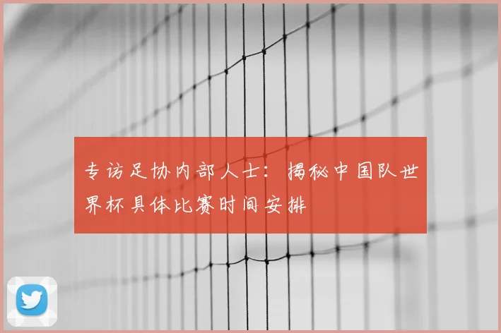 专访足协内部人士:揭秘中国队世界杯具体比赛时间安排